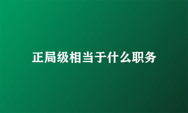 正局级相当于什么职务