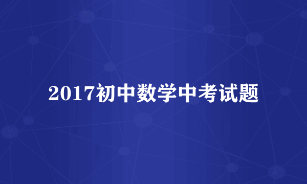 2017初中数学中考试题