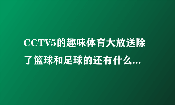 CCTV5的趣味体育大放送除了篮球和足球的还有什么？哪里有下？