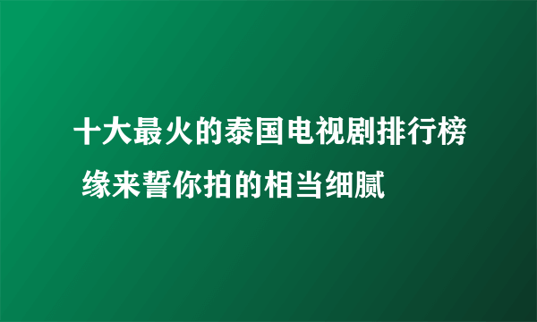 十大最火的泰国电视剧排行榜 缘来誓你拍的相当细腻