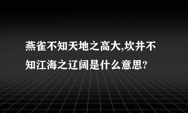 燕雀不知天地之高大,坎井不知江海之辽阔是什么意思?