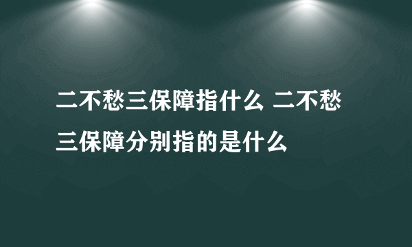 二不愁三保障指什么 二不愁三保障分别指的是什么