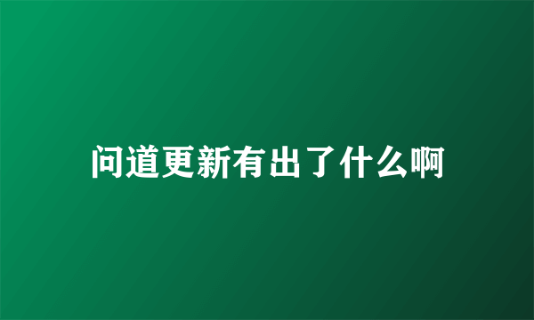 问道更新有出了什么啊