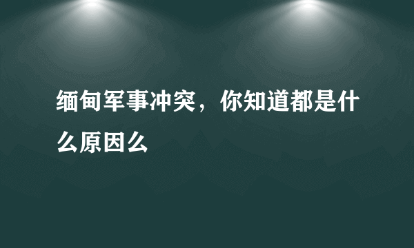 缅甸军事冲突，你知道都是什么原因么