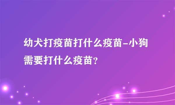 幼犬打疫苗打什么疫苗-小狗需要打什么疫苗？