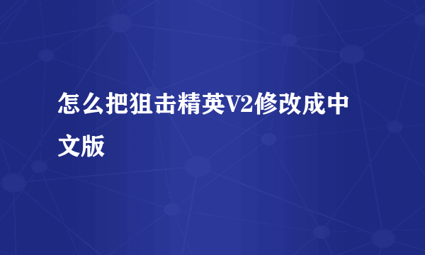 怎么把狙击精英V2修改成中文版