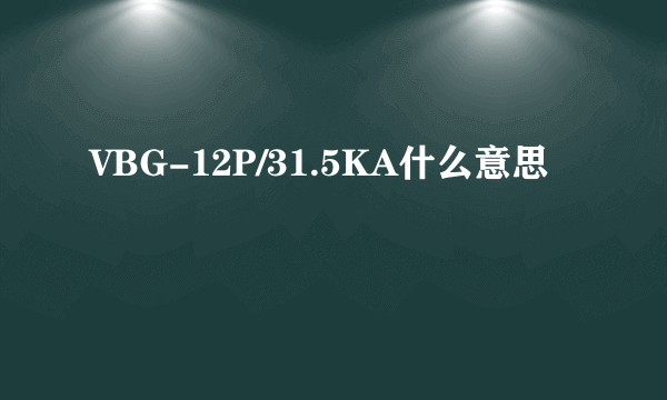 VBG-12P/31.5KA什么意思