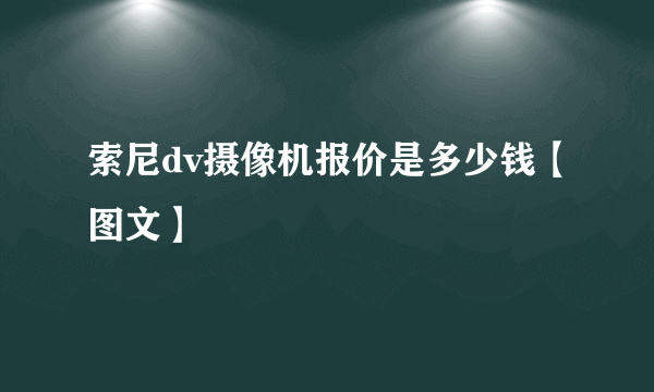 索尼dv摄像机报价是多少钱【图文】