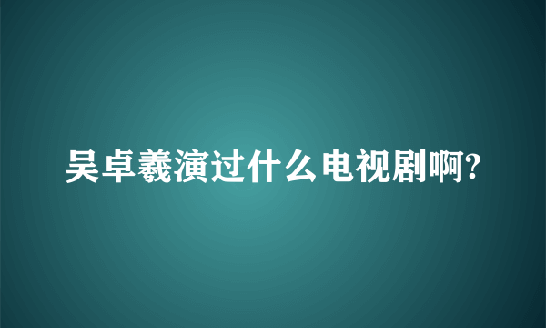 吴卓羲演过什么电视剧啊?