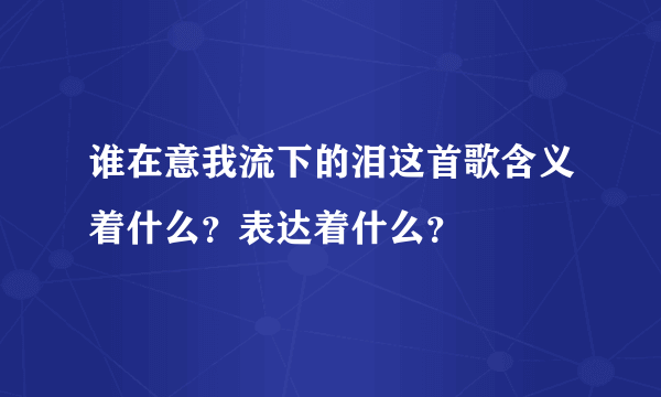 谁在意我流下的泪这首歌含义着什么？表达着什么？