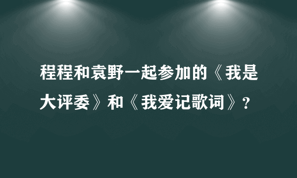 程程和袁野一起参加的《我是大评委》和《我爱记歌词》？