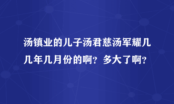 汤镇业的儿子汤君慈汤军耀几几年几月份的啊？多大了啊？