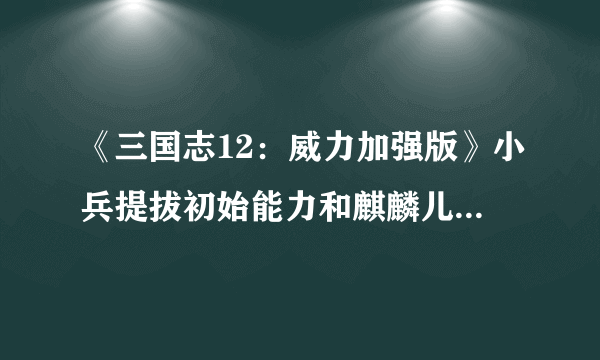 《三国志12：威力加强版》小兵提拔初始能力和麒麟儿概率参数相关AdjustParam