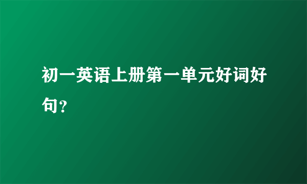 初一英语上册第一单元好词好句？