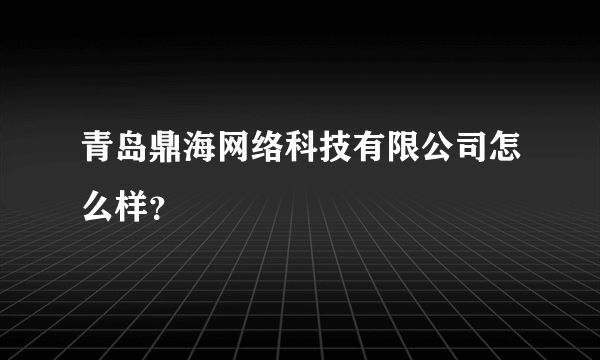 青岛鼎海网络科技有限公司怎么样？