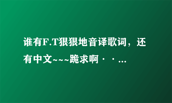 谁有F.T狠狠地音译歌词，还有中文~~~跪求啊···~~o(>_<)o ~~