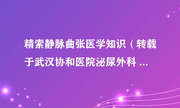 精索静脉曲张医学知识（转载于武汉协和医院泌尿外科 朱朝晖教授）