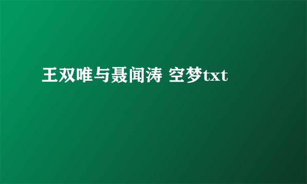 王双唯与聂闻涛 空梦txt