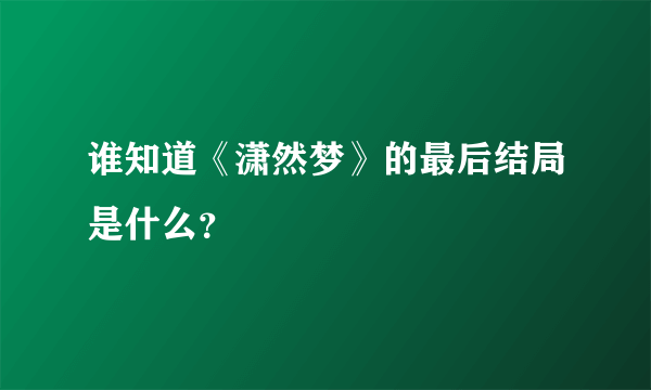 谁知道《潇然梦》的最后结局是什么？