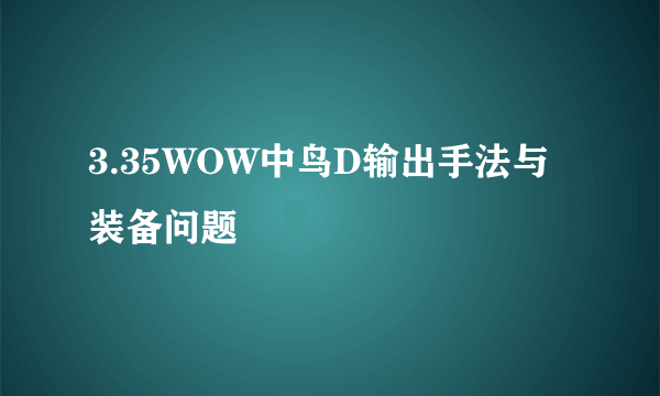 3.35WOW中鸟D输出手法与装备问题