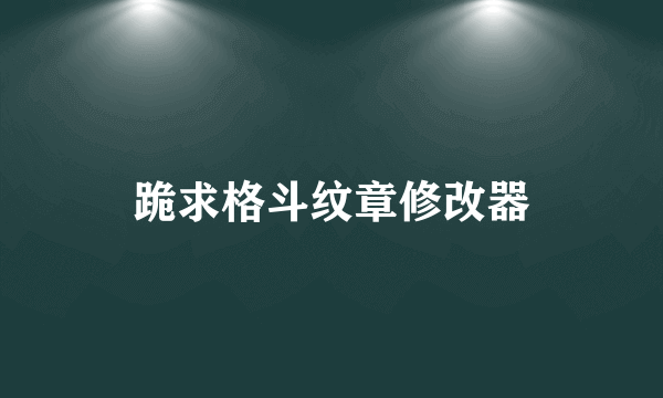 跪求格斗纹章修改器