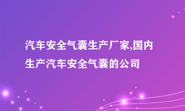 汽车安全气囊生产厂家,国内生产汽车安全气囊的公司