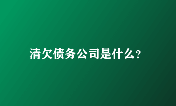 清欠债务公司是什么？