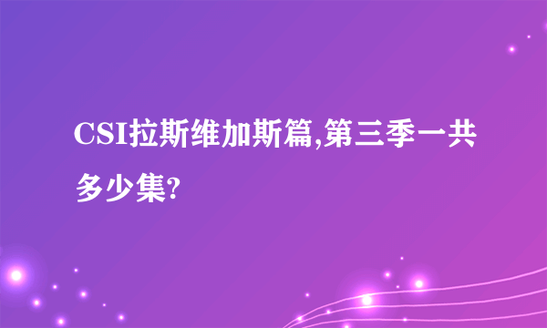 CSI拉斯维加斯篇,第三季一共多少集?