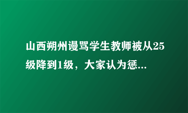 山西朔州谩骂学生教师被从25级降到1级，大家认为惩罚重了吗？