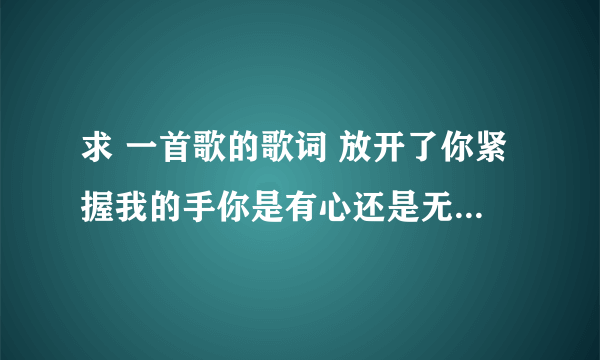 求 一首歌的歌词 放开了你紧握我的手你是有心还是无意 的歌名