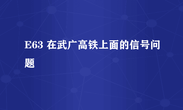 E63 在武广高铁上面的信号问题