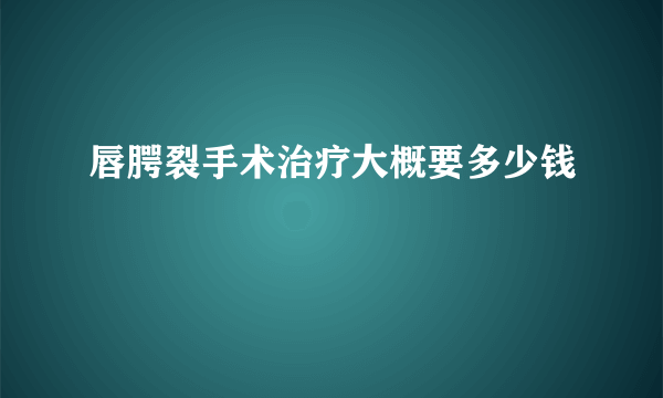 唇腭裂手术治疗大概要多少钱