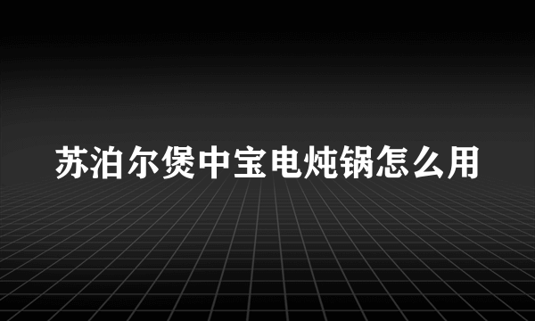 苏泊尔煲中宝电炖锅怎么用