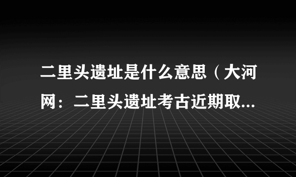 二里头遗址是什么意思（大河网：二里头遗址考古近期取得重大收获）