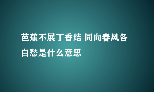 芭蕉不展丁香结 同向春风各自愁是什么意思