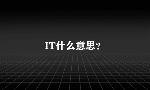 IT什么意思？