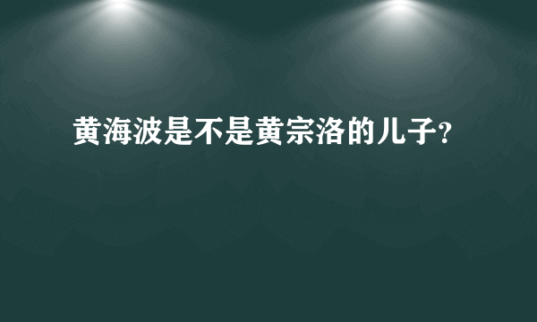 黄海波是不是黄宗洛的儿子？