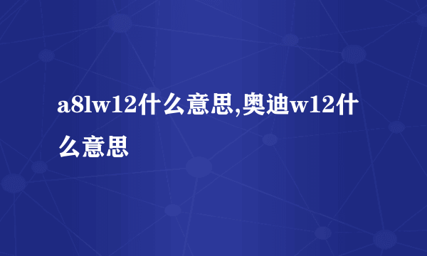 a8lw12什么意思,奥迪w12什么意思