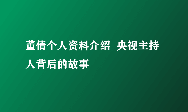 董倩个人资料介绍  央视主持人背后的故事