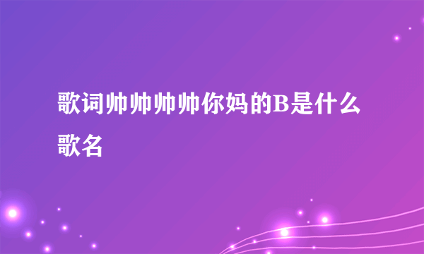 歌词帅帅帅帅你妈的B是什么歌名