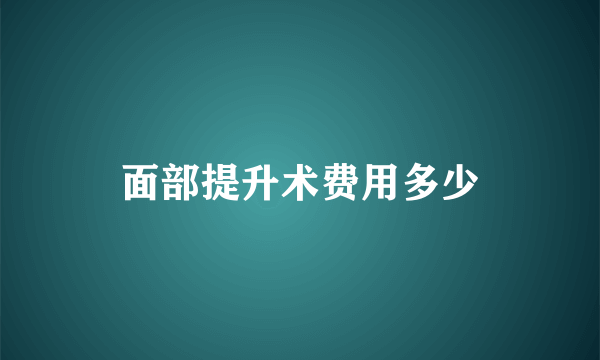 面部提升术费用多少