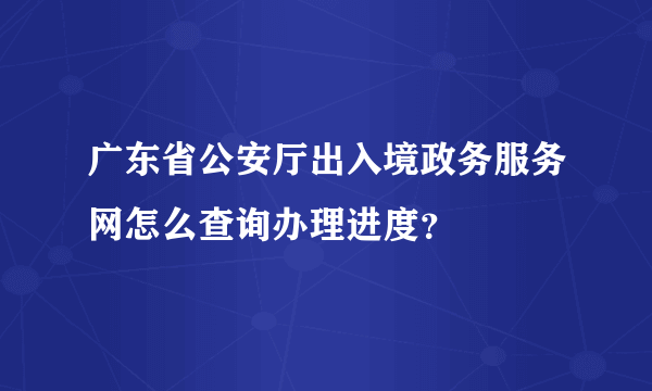 广东省公安厅出入境政务服务网怎么查询办理进度？