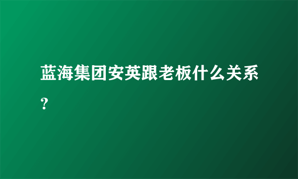 蓝海集团安英跟老板什么关系？