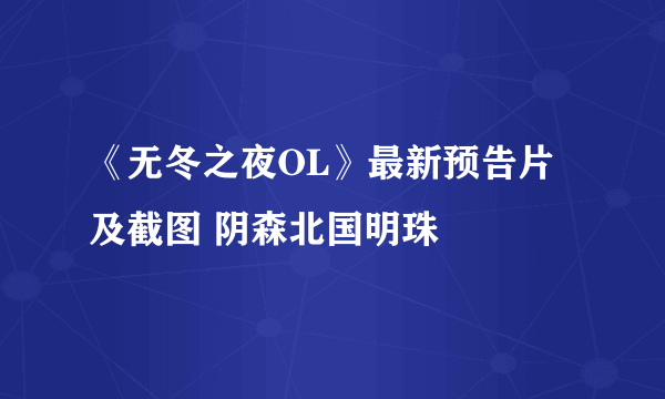 《无冬之夜OL》最新预告片及截图 阴森北国明珠