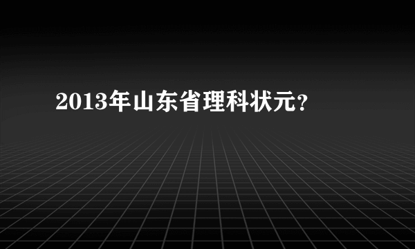 2013年山东省理科状元？