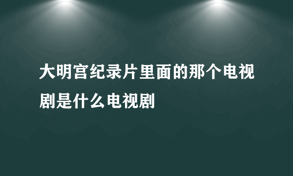 大明宫纪录片里面的那个电视剧是什么电视剧