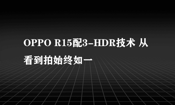 OPPO R15配3-HDR技术 从看到拍始终如一