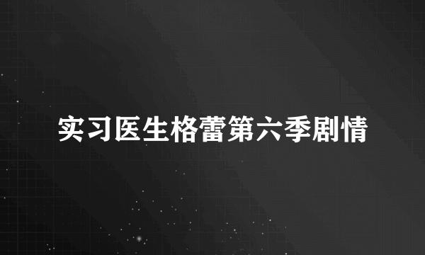 实习医生格蕾第六季剧情