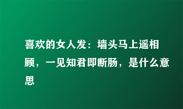 喜欢的女人发：墙头马上遥相顾，一见知君即断肠，是什么意思