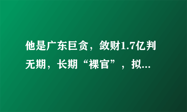 他是广东巨贪，敛财1.7亿判无期，长期“裸官”，拟升副市长时落马